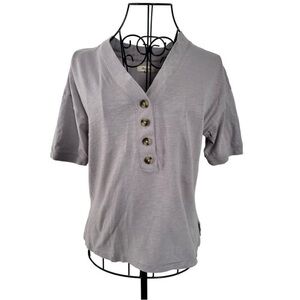 Madewell Oversized Henley Shirt Sleeve Tee in Heathered Size XXS